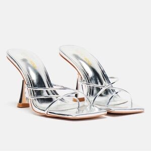 Fashion Nova Metallic Silver Heels